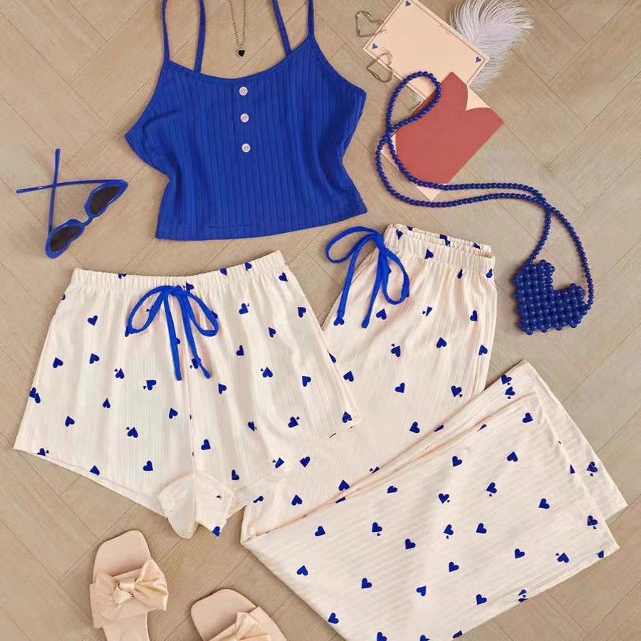 Conjunto de shorts y camiseta de canalé para mujer