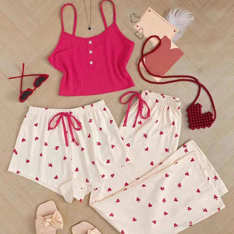 Conjunto de shorts y camiseta de canalé para mujer