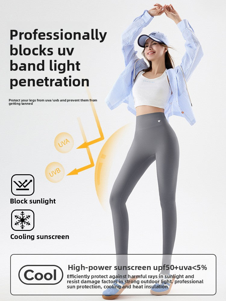 Leggings cortos de seda de hielo de tiro alto para mujer