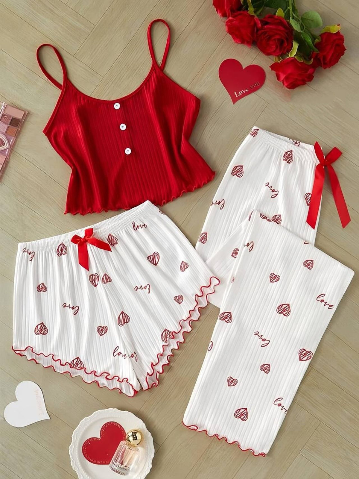 Conjunto de shorts y camiseta de canalé para mujer