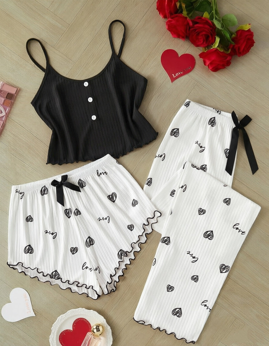 Conjunto de shorts y camiseta de canalé para mujer