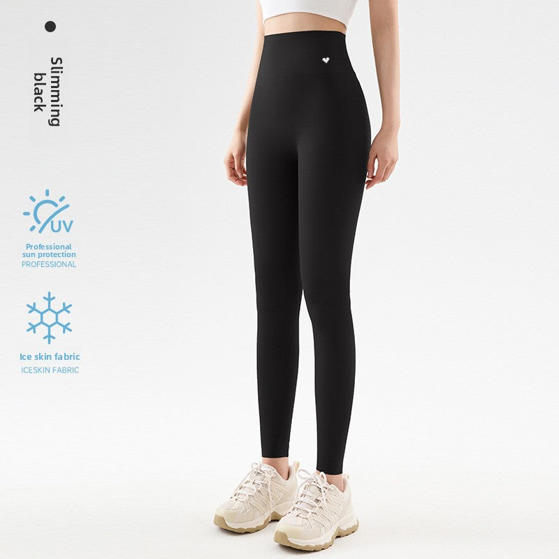 Leggings cortos de seda de hielo de tiro alto para mujer