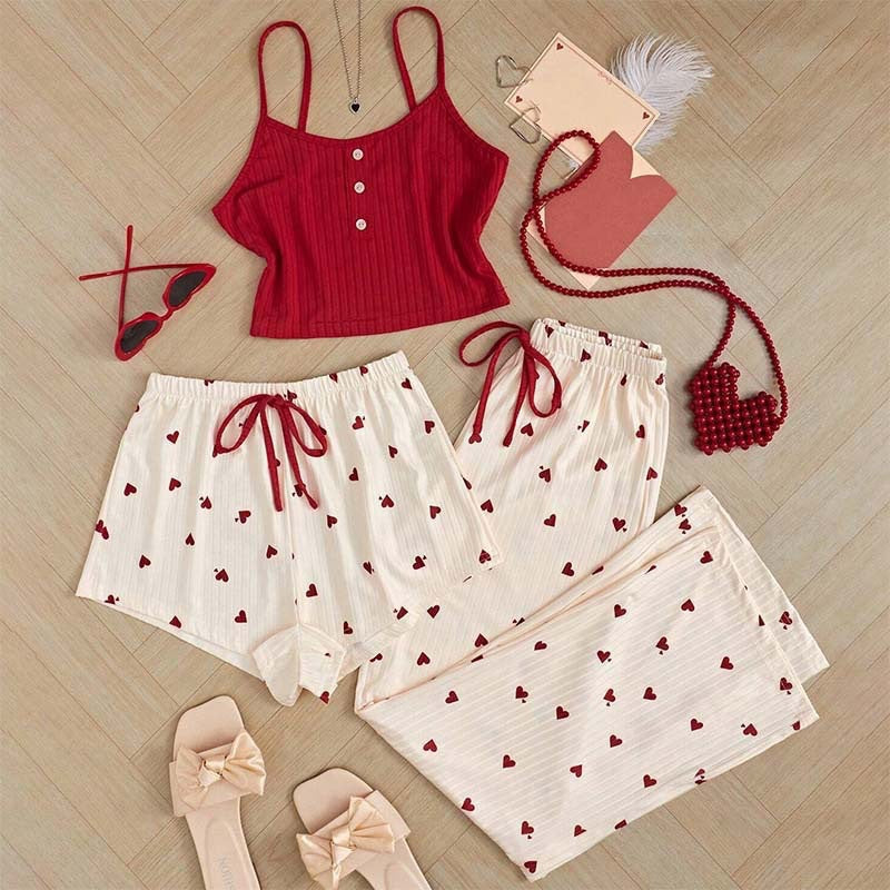 Conjunto de shorts y camiseta de canalé para mujer