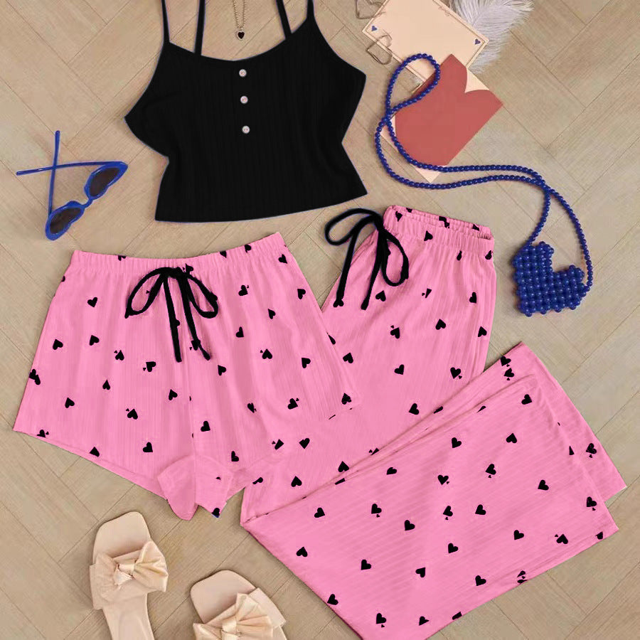 Conjunto de shorts y camiseta de canalé para mujer