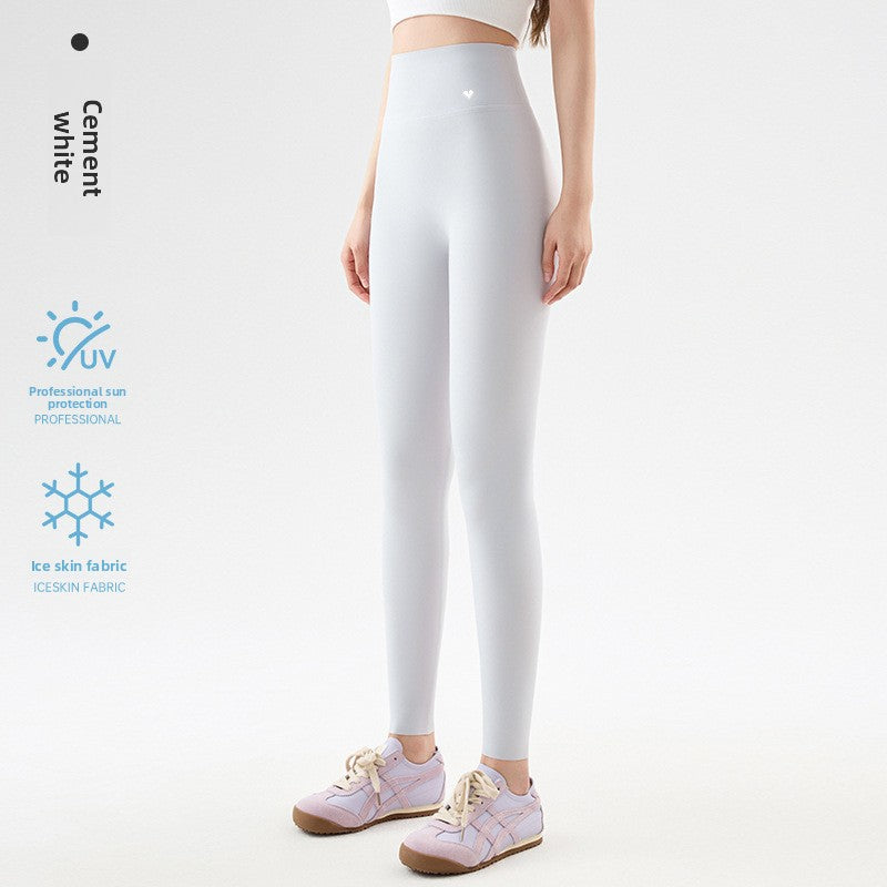 Leggings cortos de seda de hielo de tiro alto para mujer