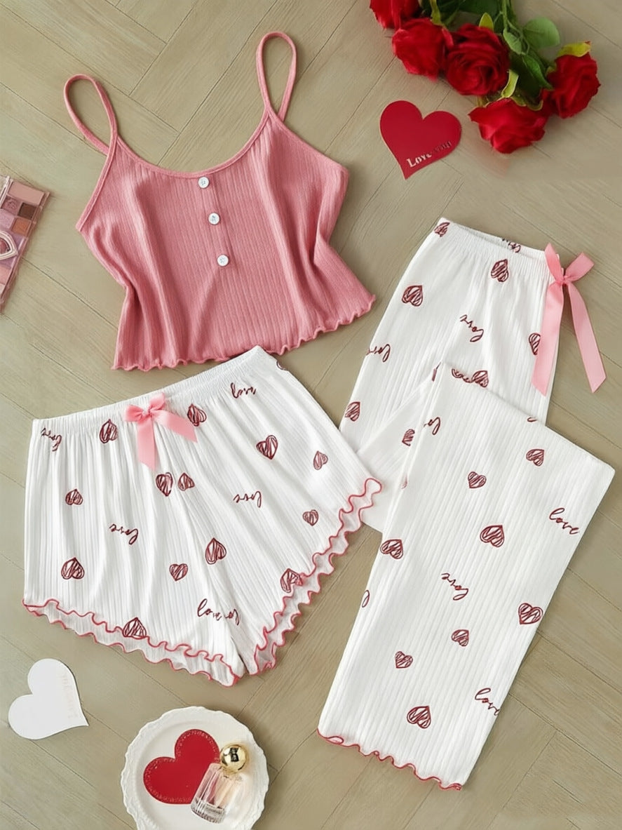 Conjunto de shorts y camiseta de canalé para mujer