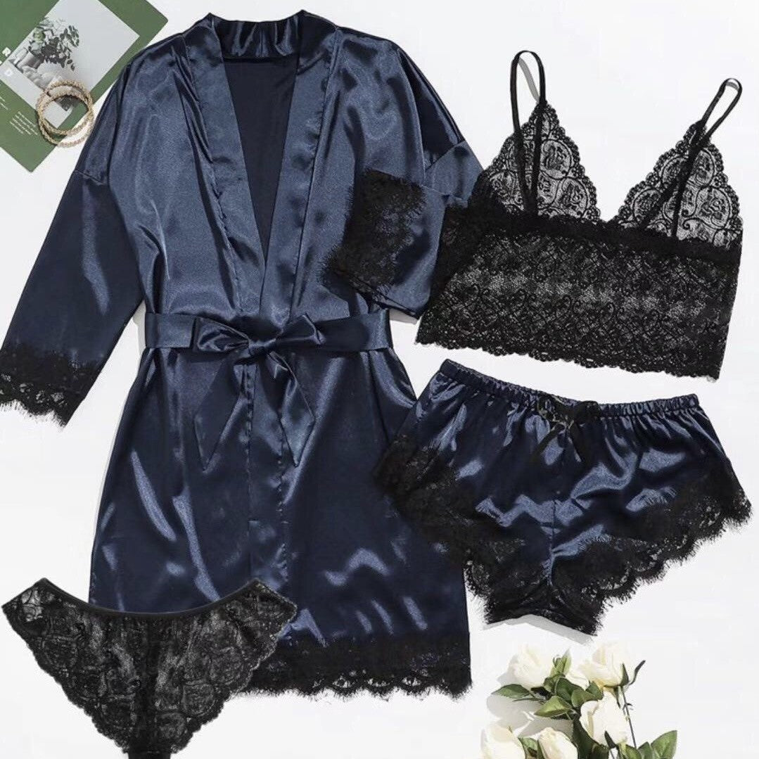 Conjunto de pijama de satén para mujer con tirantes ajustables
