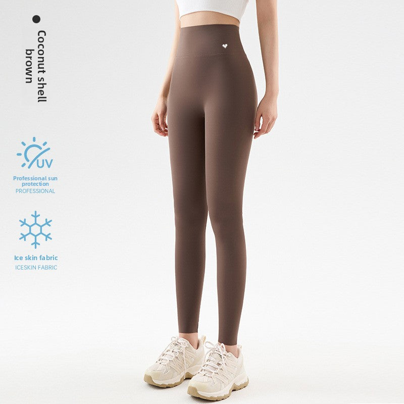 Leggings cortos de seda de hielo de tiro alto para mujer