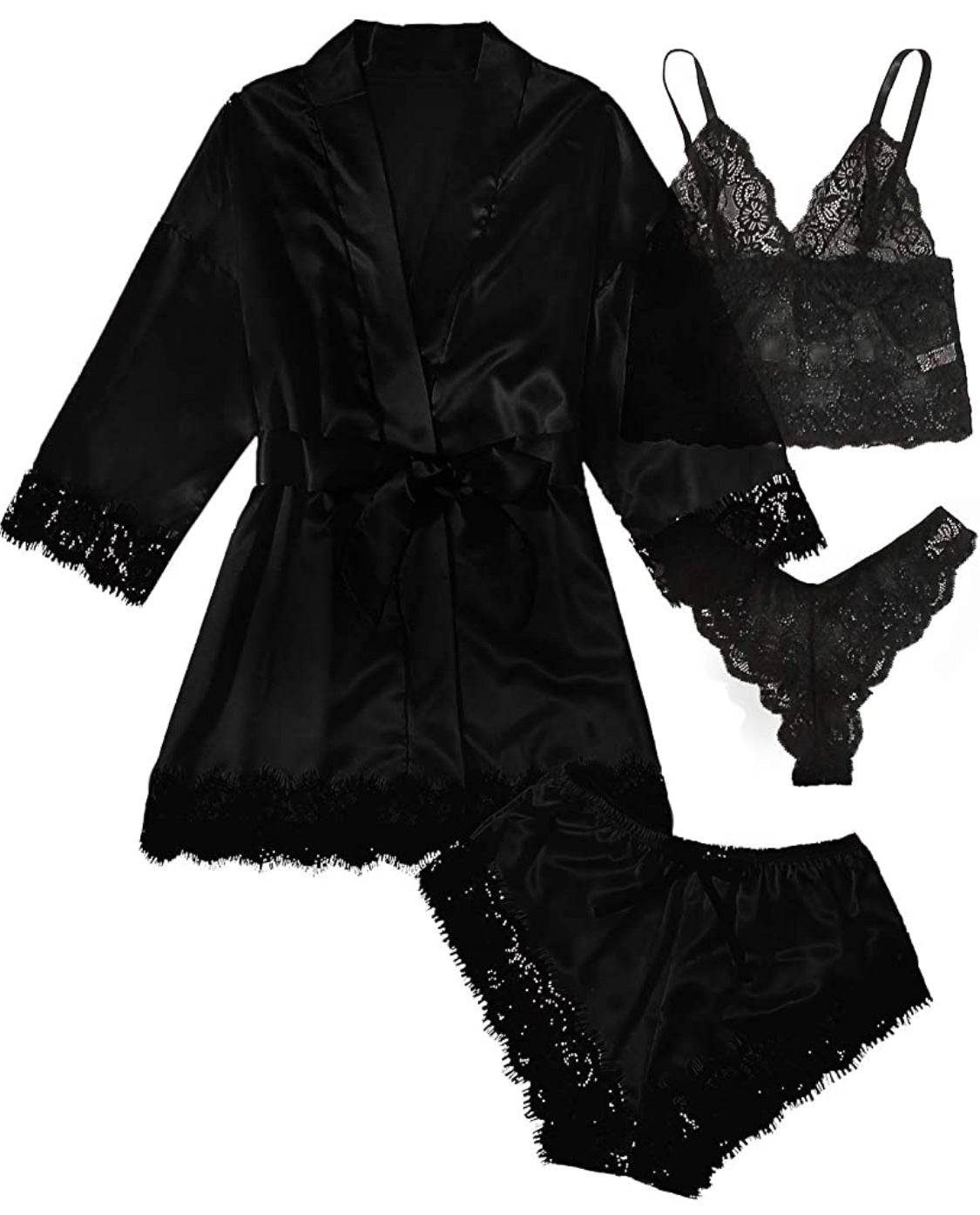 Conjunto de pijama de satén para mujer con tirantes ajustables