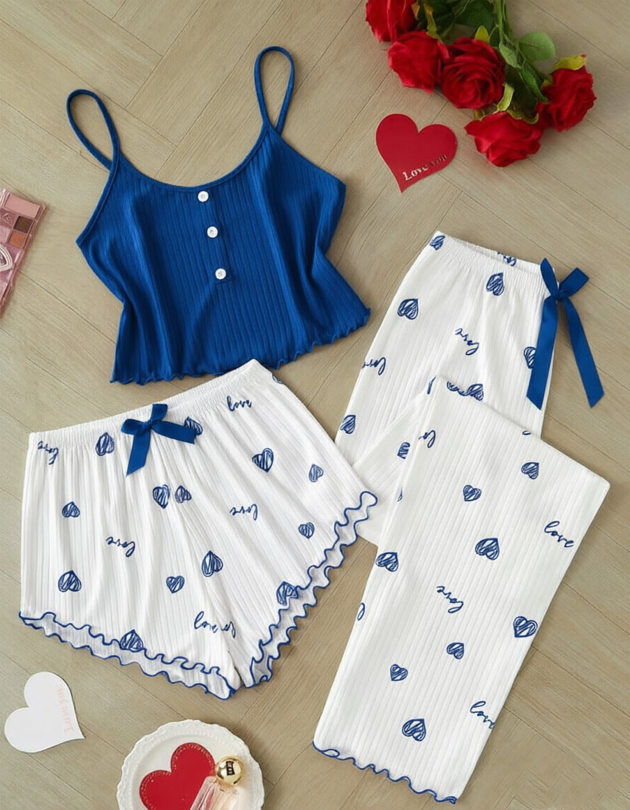 Conjunto de shorts y camiseta de canalé para mujer
