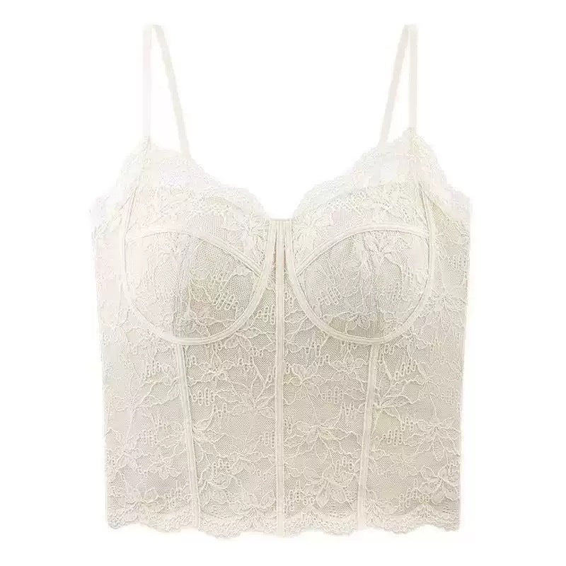 Camisola de encaje francés con almohadillas en el pecho